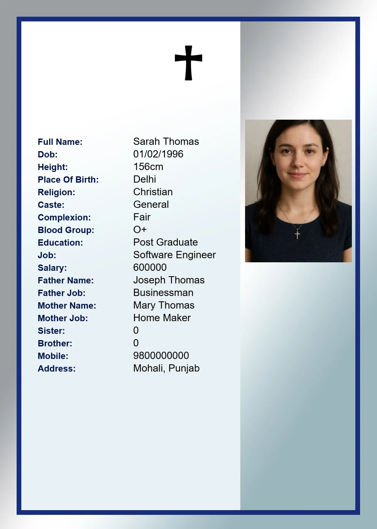 Marriage Biodata Template 14 - Professional Design